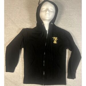 EMPYRE black Zip Up Hoodie Lucky Day Rabbit Graphic Print‎ Men's size M